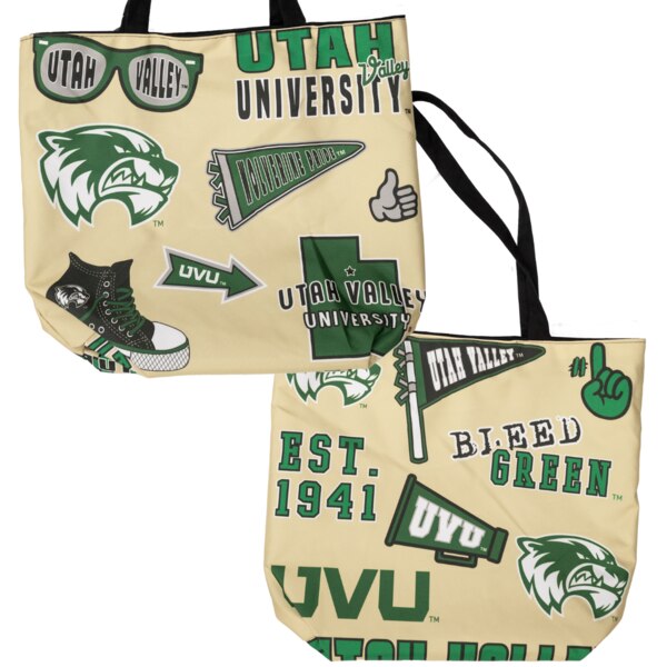 Creme decorated side of tote bag